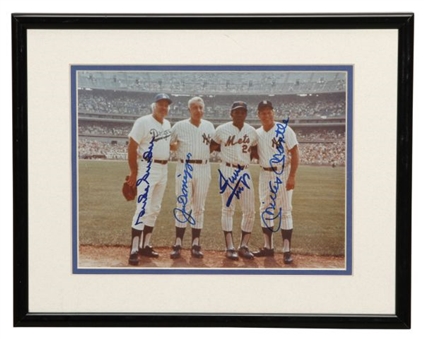 Mantle, Mays, DiMaggio, and Snider Signed and Framed 8x10 Photograph